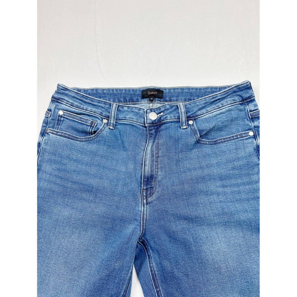 Quince Luna Stretch Flare Jeans Frayed Hem 32 Minimalist Quiet Luxury
